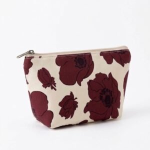 Burgundy Floral Silhouette Cosmetic & Travel Pouch
