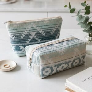 Boho Geometric Woven Fabric Cosmetic Bag & Makeup Pouch - Image 3