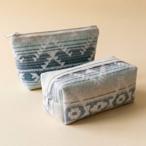 Boho Geometric Woven Fabric Cosmetic Bag & Makeup Pouch