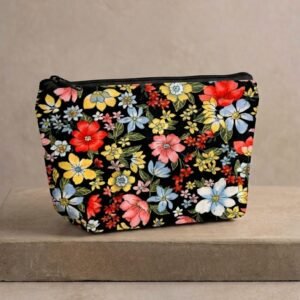 Elegant Floral Print Cosmetic & Travel Pouch