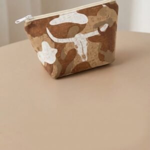 Rustic Western Bull Skull Print Cosmetic & Travel Pouch