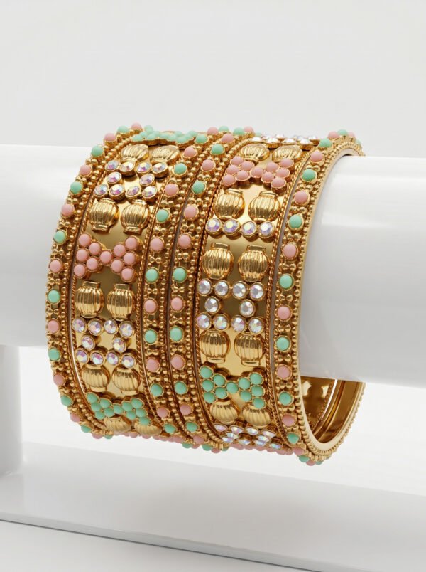 Designer Pastel Stone & Metal Churi 6 Pcs Set